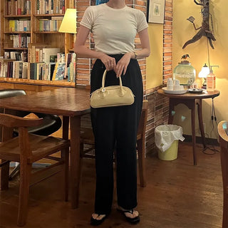 Slim Long Round Short-Sleeve T-Shirt
