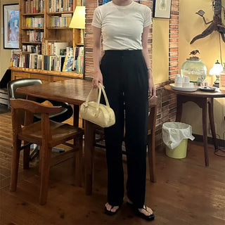 Slim Long Round Short-Sleeve T-Shirt