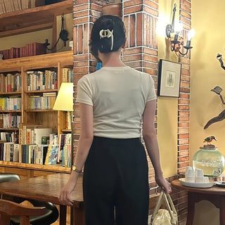 Slim Long Round Short-Sleeve T-Shirt