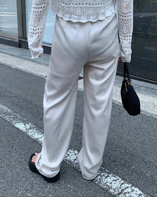 Satin string wide-waist elasticated pants