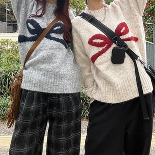(Unisex) Fleece-lined checkered wide-leg pants