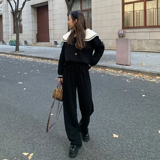 Sailor collar knit cardigan