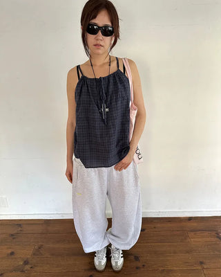 Checked Shirred Camisole