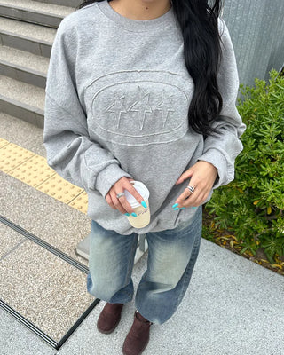 (Unisex) Round Triple Star Patch Sweatshirt T-Shirt