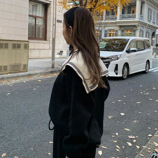 Sailor collar knit cardigan
