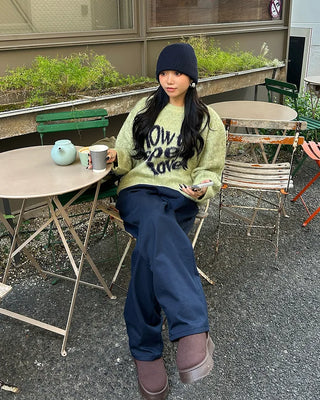 Heart Lettering Hair Loose Sweater