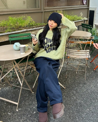 Heart Lettering Hair Loose Sweater