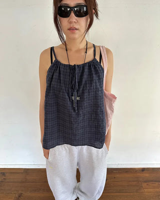 Checked Shirred Camisole