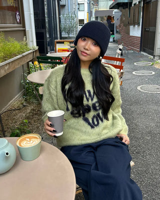 Heart Lettering Hair Loose Sweater