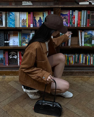 Suede color pocket point jacket