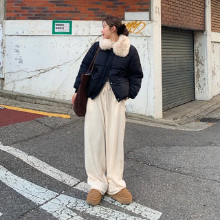 Fur Collar Padded Jumper