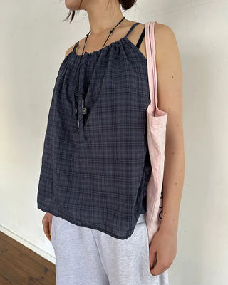 Checked Shirred Camisole