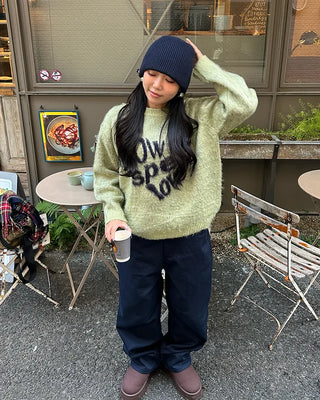 Heart Lettering Hair Loose Sweater