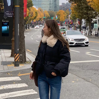 Fur Collar Padded Jumper