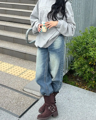 (Unisex) Waist Wrap Wide Jeans