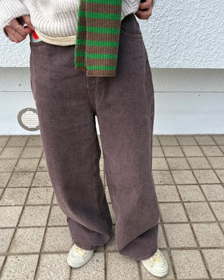 Brown cotton straight pants