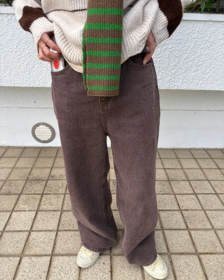 Brown cotton straight pants
