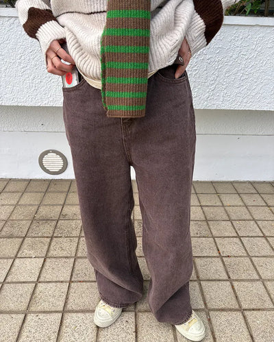 Brown cotton straight pants