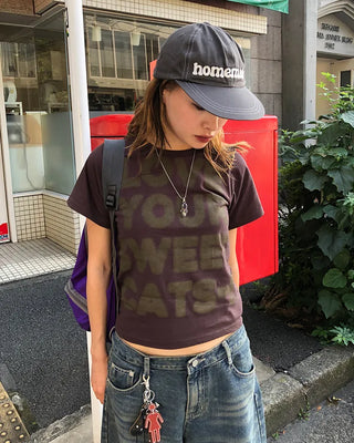 Full lettering semi-cropped T-shirt