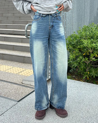 (Unisex) Waist Wrap Wide Jeans