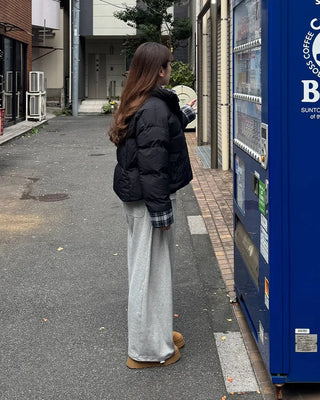 Checked two-tone down jacket