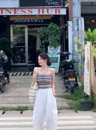 [With built-in cups] Beach knit tank top