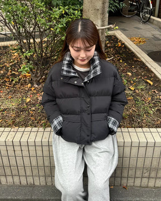 Checked two-tone down jacket