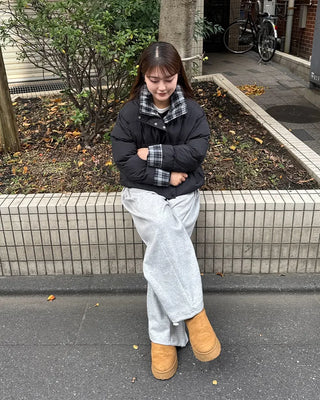 Checked two-tone down jacket