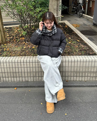 Checked two-tone down jacket