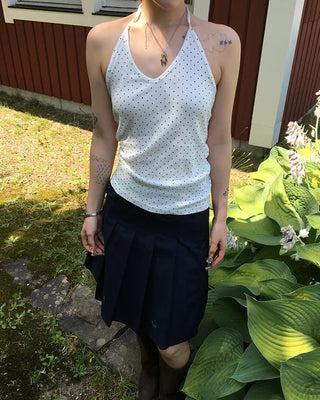 Pindot Camisole Halter V-Neck Top