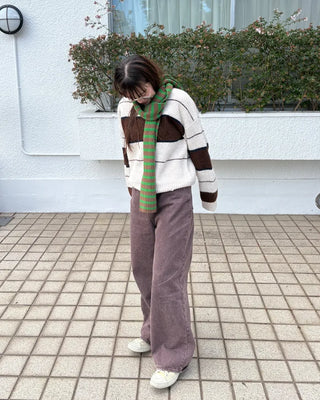 Brown cotton straight pants