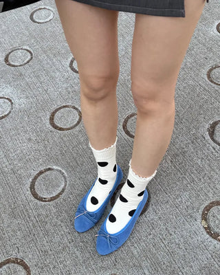 Corduroy color ribbon flat shoes