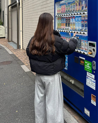 Checked two-tone down jacket
