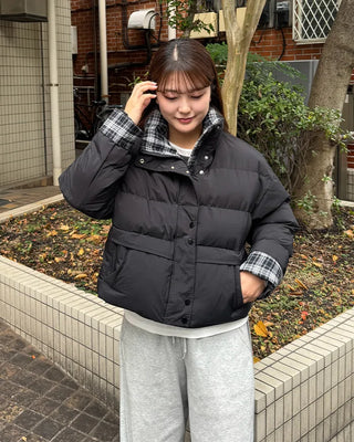Checked two-tone down jacket