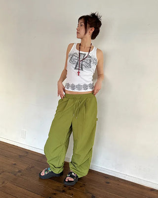 (Unisex) Knee-tuck Easy Nylon Pants