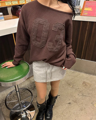 Wide-waisted ribbed sweatshirt mini skirt