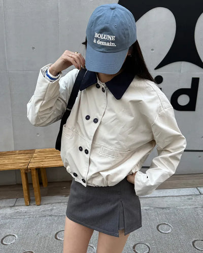 Two-tone double-breasted jacket