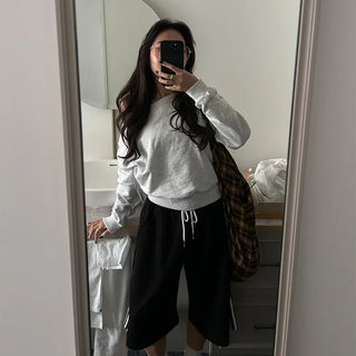Waist drawstring Bermuda jersey pants