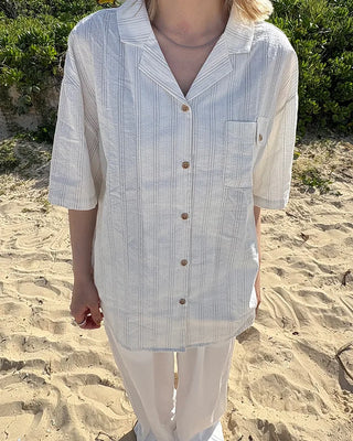 Tab pocket triple stripe half shirt
