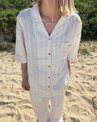 Tab pocket triple stripe half shirt