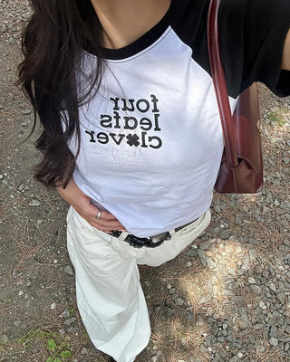 Clover Gravure Cropped Short T-Shirt