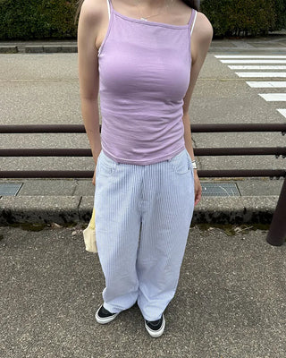 Summer cotton striped wide-leg pants