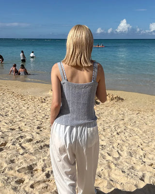 Summer ribbed knit camisole top