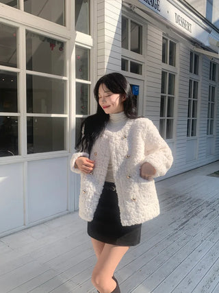 Boa tweed button jacket