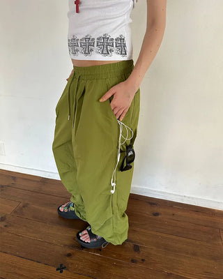 (Unisex) Knee-tuck Easy Nylon Pants