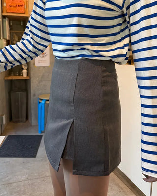 Slit A-line mini skirt