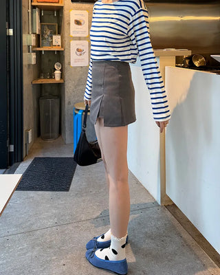 Slit A-line mini skirt