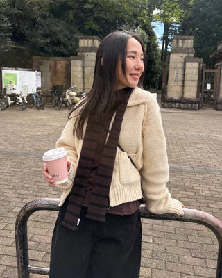 Striped Slim Knit Scarf