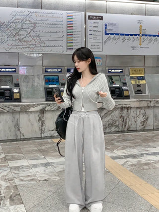 [3 colors] Pleated wide training pants