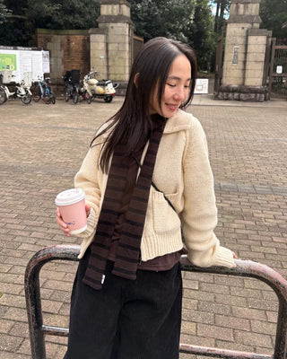 Striped Slim Knit Scarf